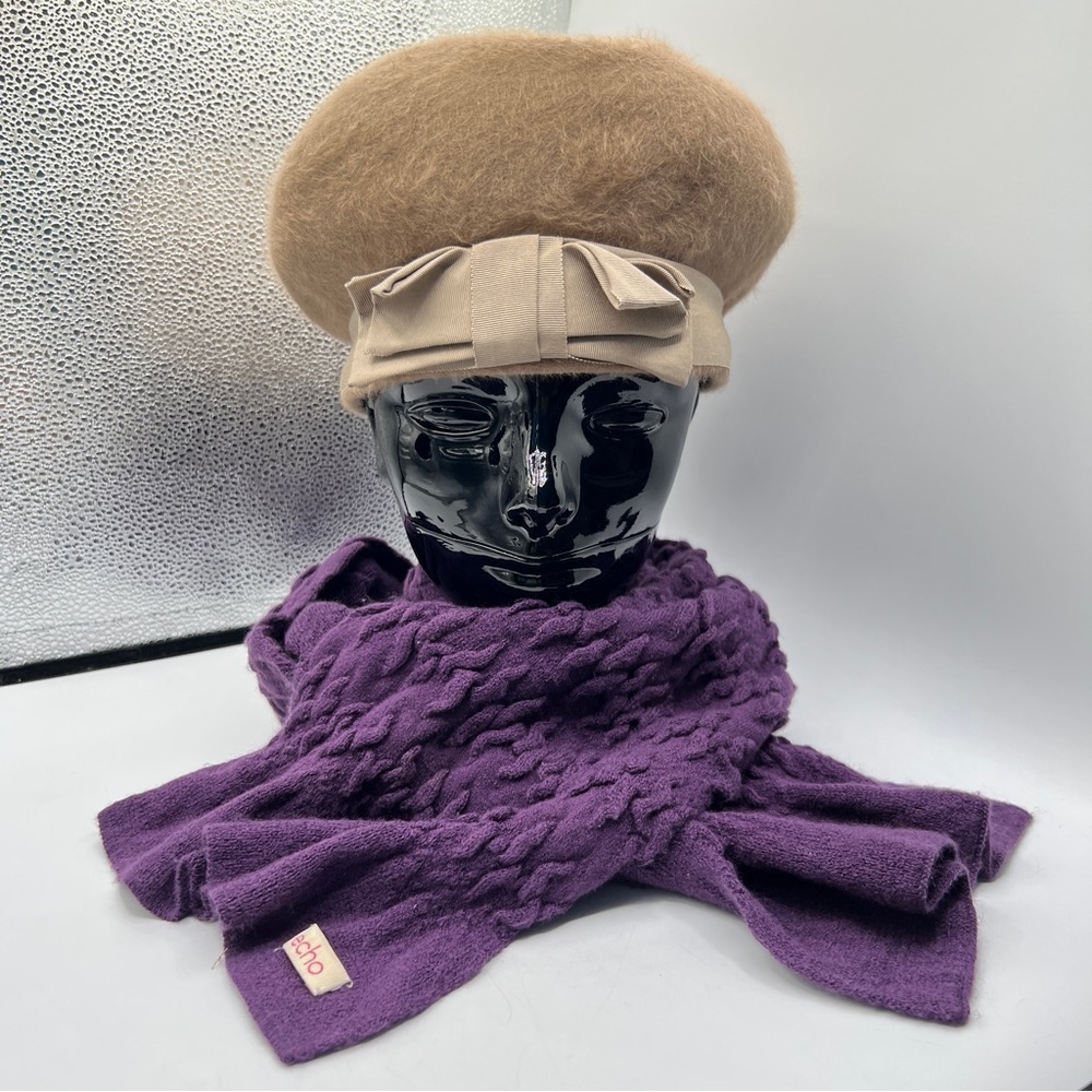 Echo Ruffle Single Layer Texture Knit Purple Acry… - image 2